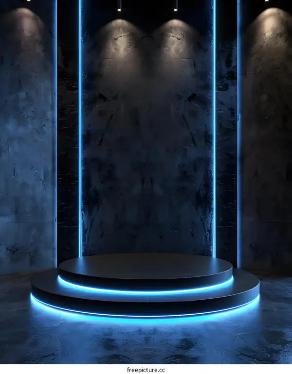 Blue and Black Futuristic Glowing Stage