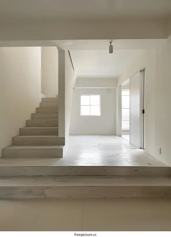 Minimalist Concrete Staircase in Modern Interior Design
