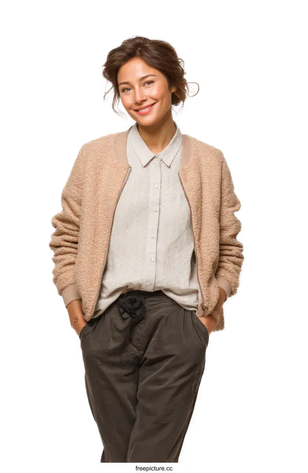 [Transparent Background PNG]Smiling Caucasian Woman Fashion Portrait