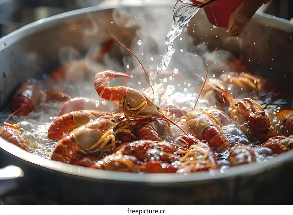 Cooking a pot of crayfish
