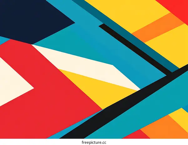 Abstract Geometric Shapes Background Pattern in Blue Yellow Red and Black Colors