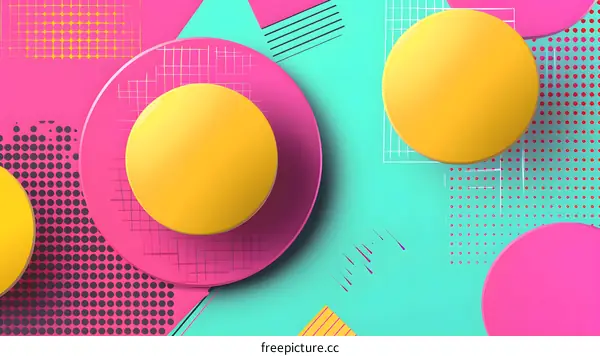 Abstract Geometric Shapes with Yellow and Pink Colors