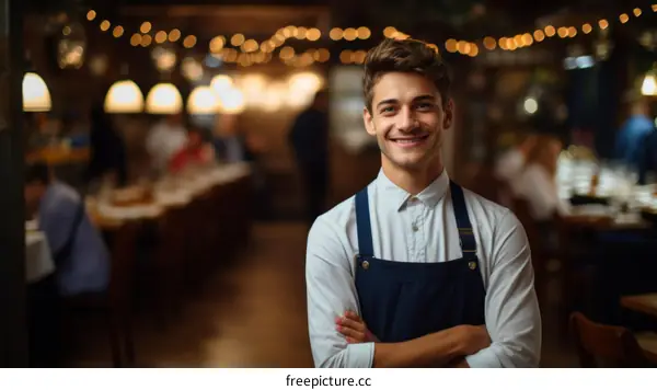 Portrait of a waiter in a restaurant