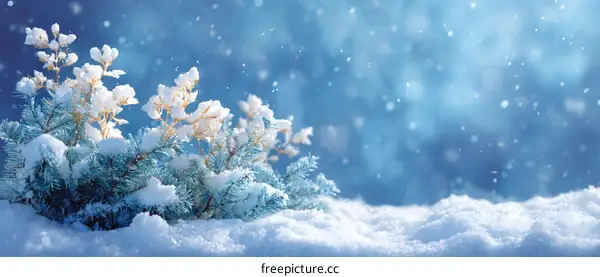 Winter Wonderland Snow Scene with Fir Trees