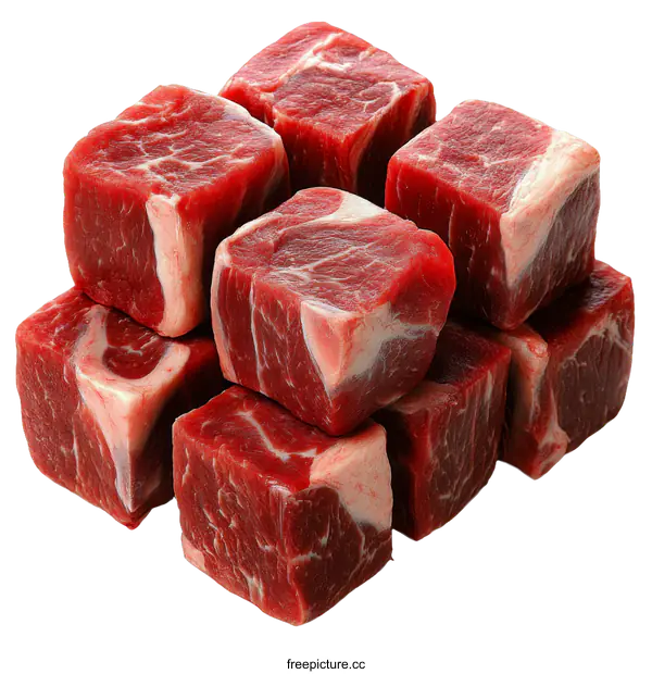 [Transparent Background PNG]Fresh Beef Cubes for Cooking
