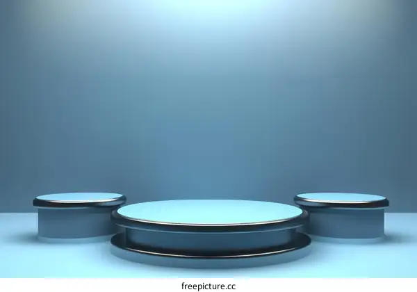 Three Light Blue Product Display Stands