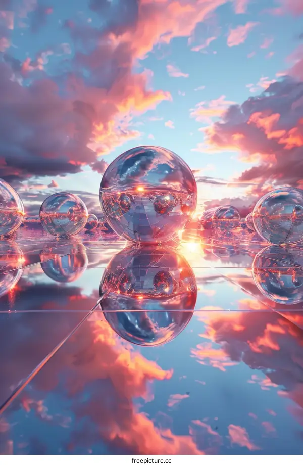 Pink Sunset Reflected in Glass Orb