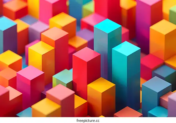 Colorful 3D Illustration of Geometric Shapes