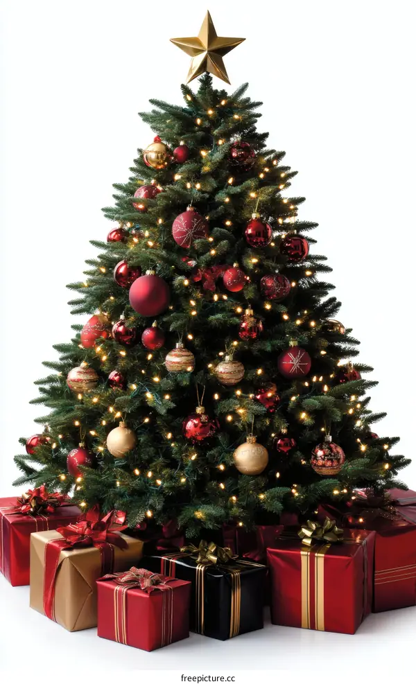 Christmas Tree with Gifts and Ornaments