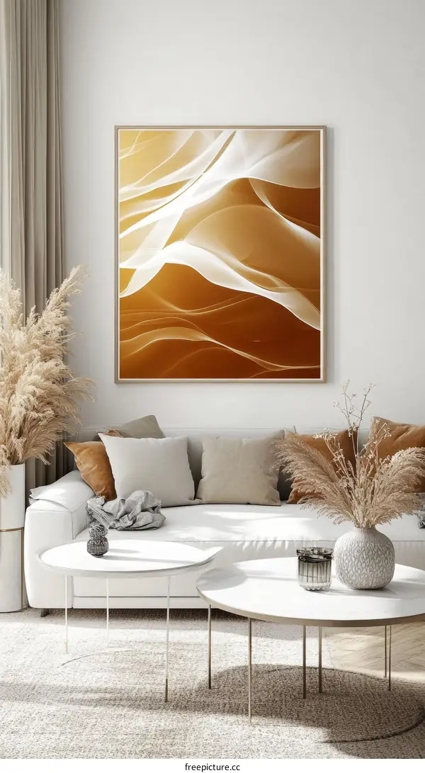 Abstract Art Painting Golden Waves