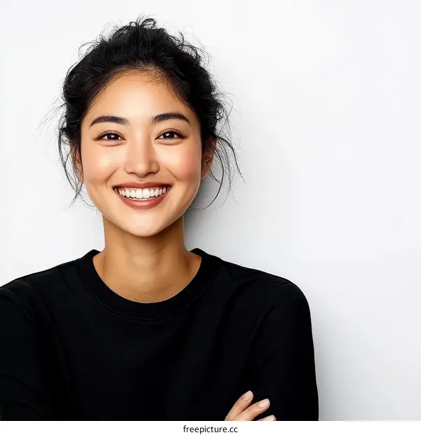 Smiling Asian Woman Portrait Studio Shot
