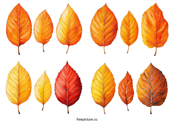 [Transparent Background PNG]Autumn Leaves Illustration Collection
