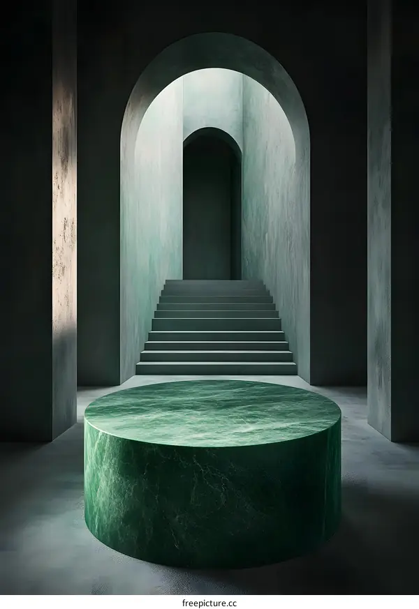 Green Marble Platform Inside An Archway