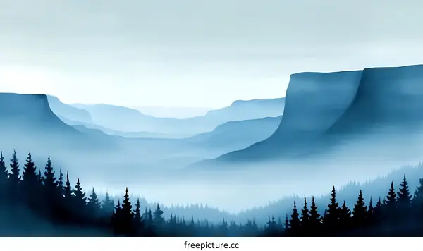Misty Mountain Landscape Illustration