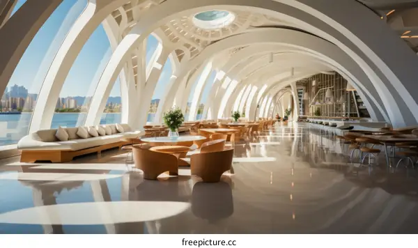 City View Restaurant with Futuristic Art Deco Interior