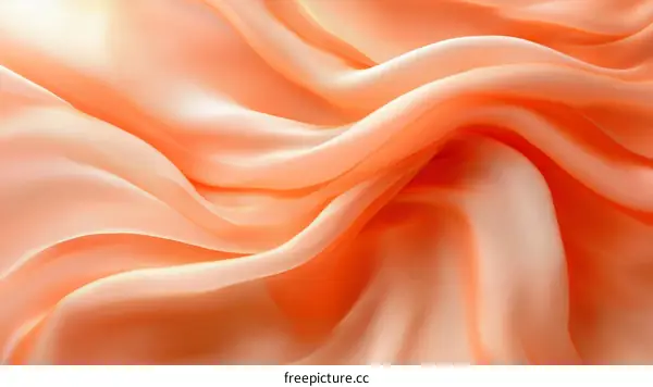 Peachy Orange Silk Fabric Texture Close-up