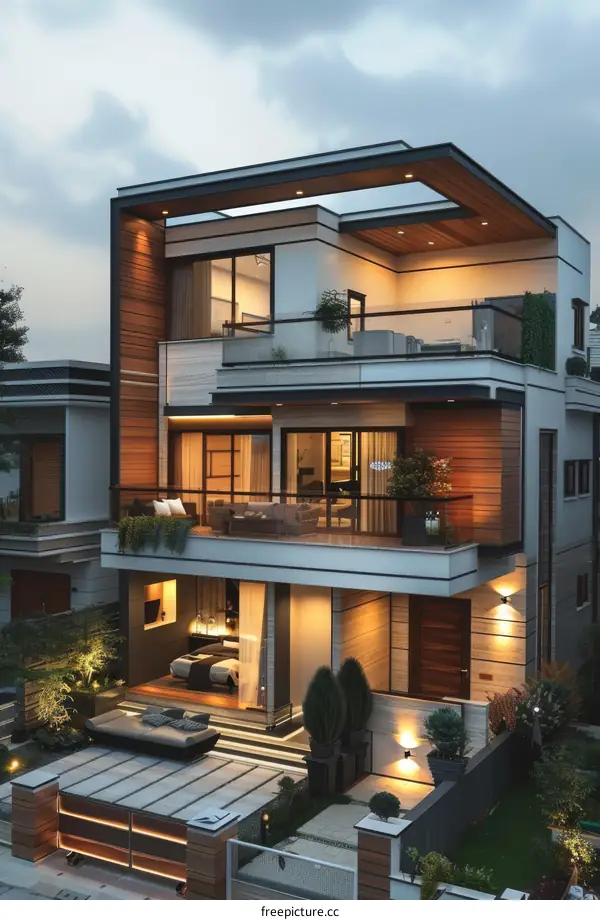 Modern House Facade and Terrace