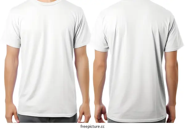man wearing blank white t shirt front and back