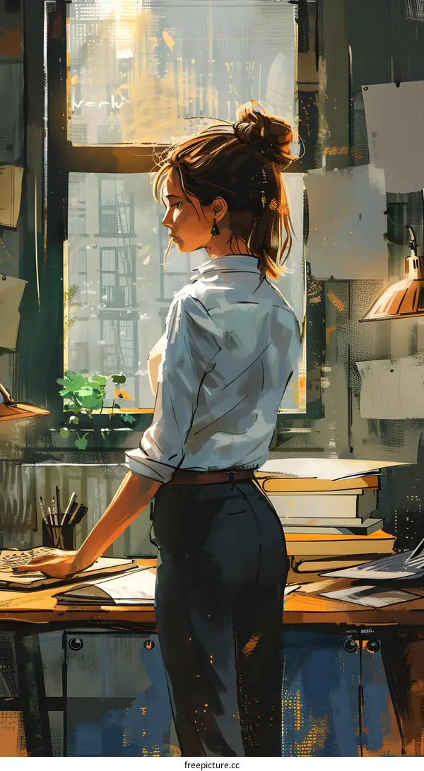 girl standing in front of window looking outside