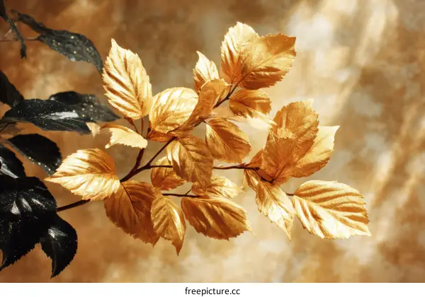 Golden Leaves Nature Background Image