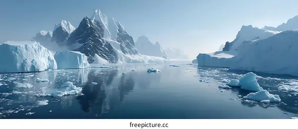 Antarctic Icebergs and Glaciers Scenic Landscape