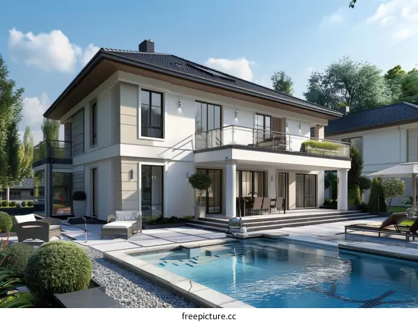 Modern Mansion with Outdoor Pool and Patio