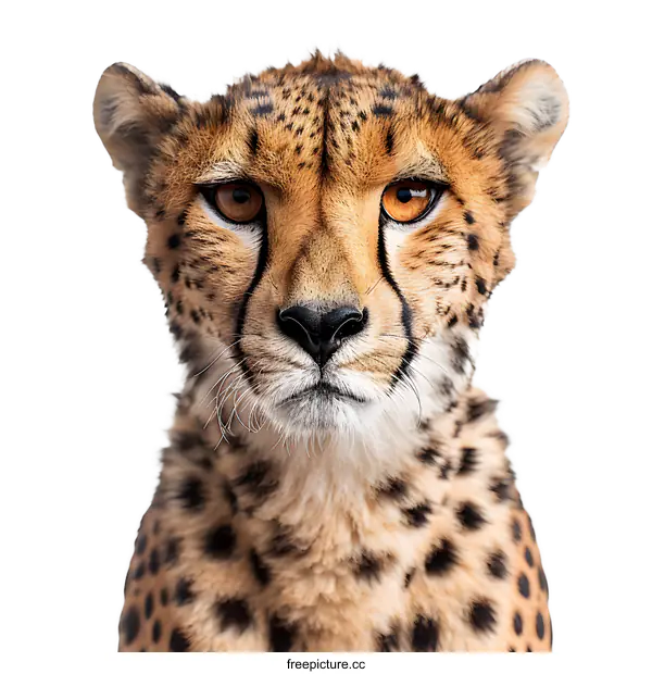 [Transparent Background PNG]Cheetah portrait on white background