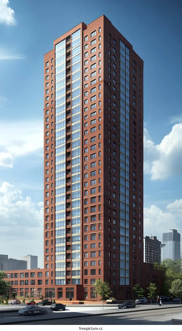 Modern Brick Building With Glass Windows