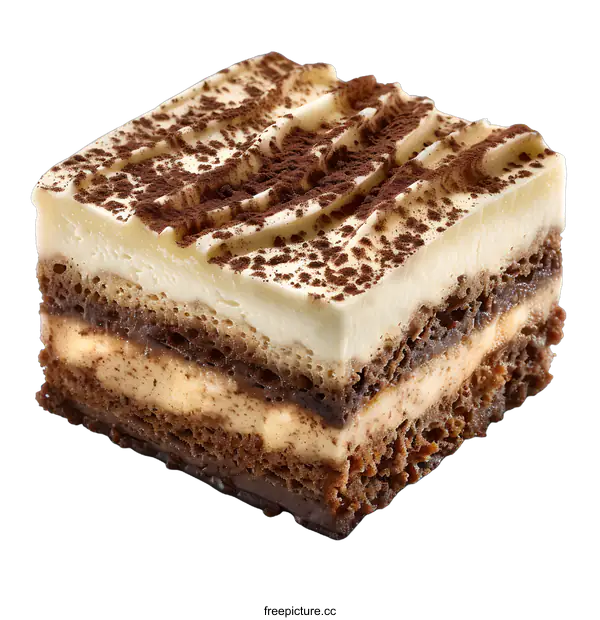 [Transparent Background PNG]A piece of tiramisu cake