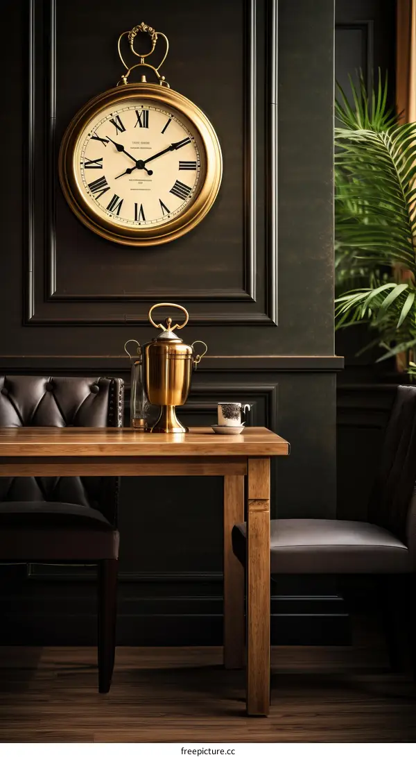 Elegant Dinning Room With Wood Table And Chairs