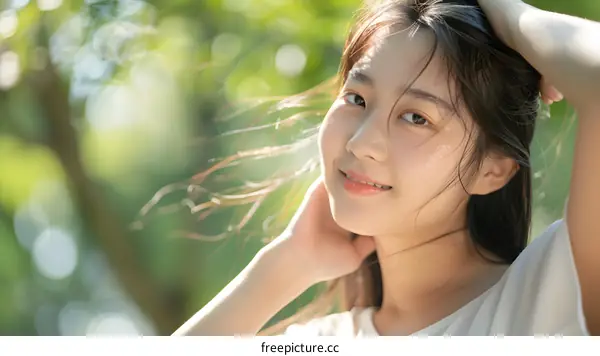 Beautiful Asian Woman Smiling in the Sun