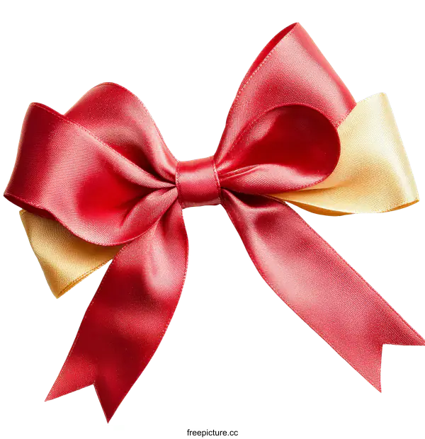 [Transparent Background PNG]Elegant Red and Gold Gift Ribbon Bow