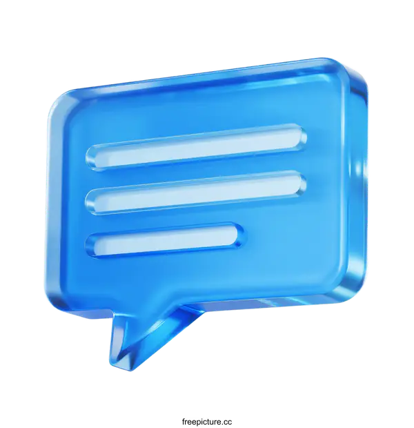 [Transparent Background PNG]3D Rendered Blue Chat Bubble with Message Indicators
