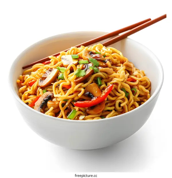 Spicy Noodles With Vegetables and Mushrooms