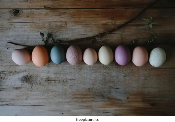 Colorful Easter Eggs on Wooden Tabletop