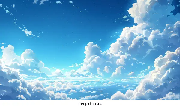 anime cloudscape with a blue sky