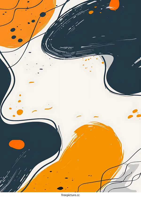 Abstract Minimalist Background With Orange And Blue Shapes