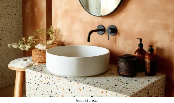 Modern Minimalist Beige Bathroom Vanity