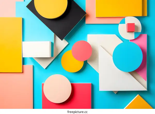 Abstract Geometric Shapes on Blue Background