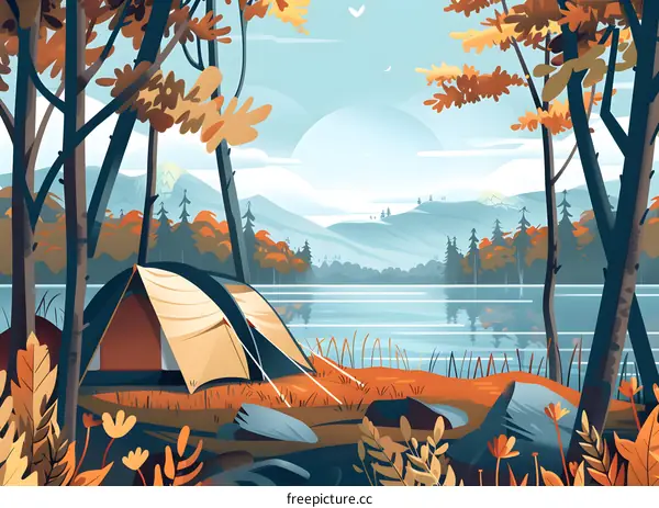 Autumn Camping by the Lake