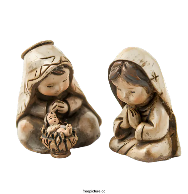 [Transparent Background PNG]Ceramic Nativity Scene Figurines