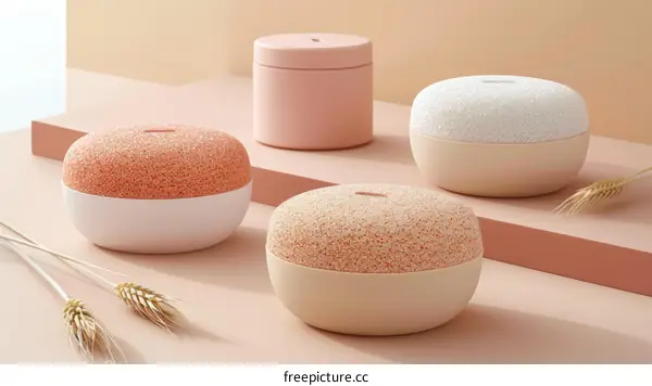 Smart Home Products: Four Speakers on a Wooden Table