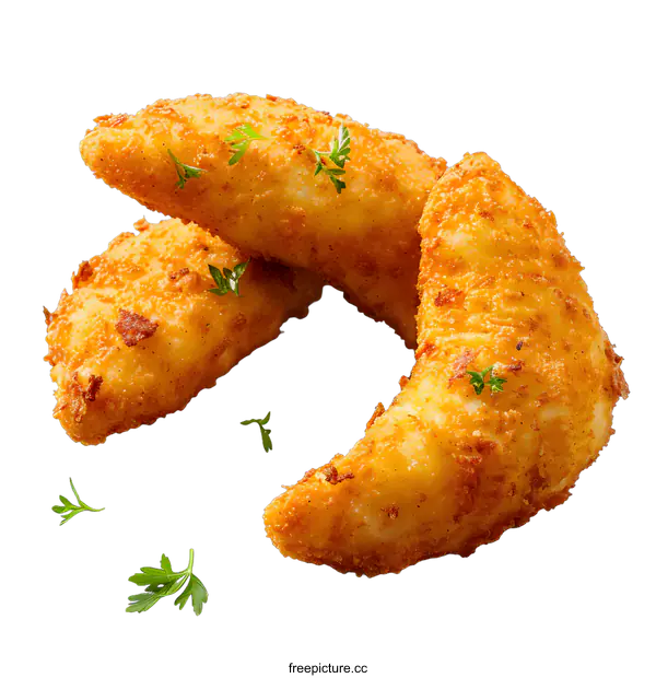 [Transparent Background PNG]Three Golden Fried Stuffed Pastries