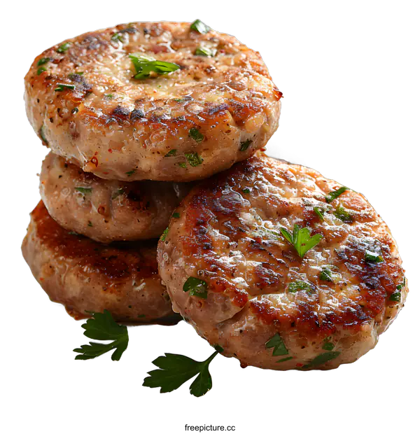 [Transparent Background PNG]Delicious fried cutlets with parsley