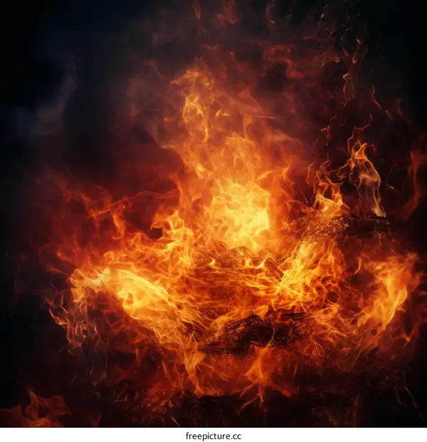Fiery Embrace: Flames Consuming Dry Branches