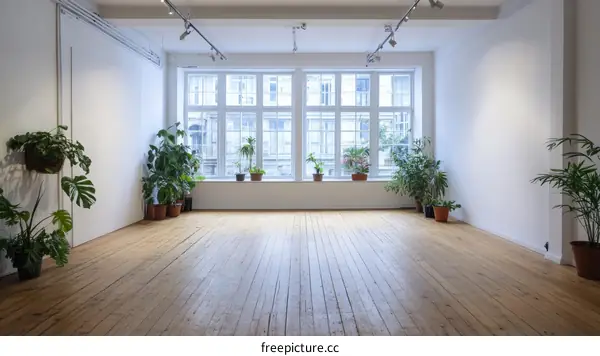 Bright and Empty Room with Plants