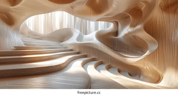 Abstract Wooden Staircase Design Architecture
