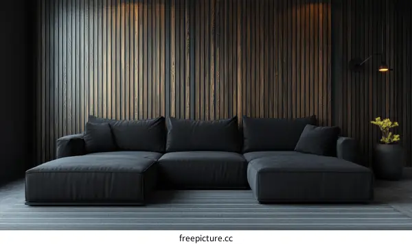 Modern Dark Wood Living Room Interior Design