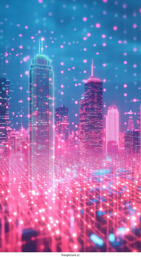 Futuristic Neon Cityscape Illustration