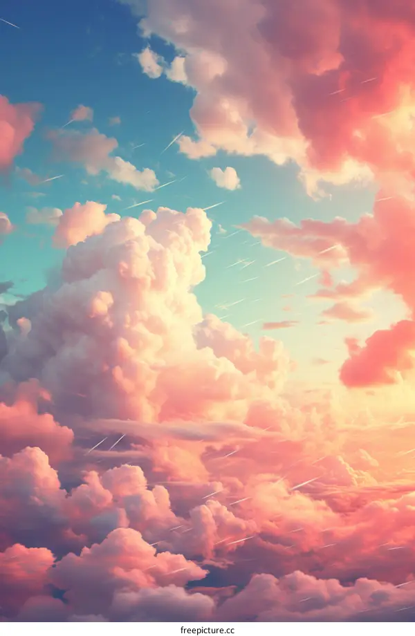 A beautiful sunset sky with pink, blue, and orange colors